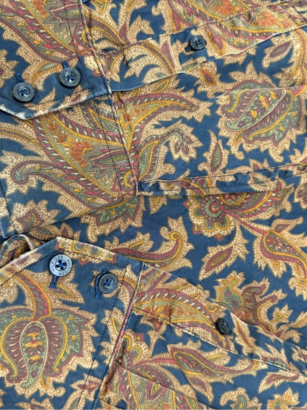 Tommy Hilfiger Shirt Mens 2XL/ XXL Paisley Floral Long Sleeve Button-Up Cotton - Picture 8 of 8